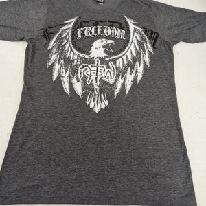 Not Of This World Eagle Freedom Graphic Gray T-Shirt Medium